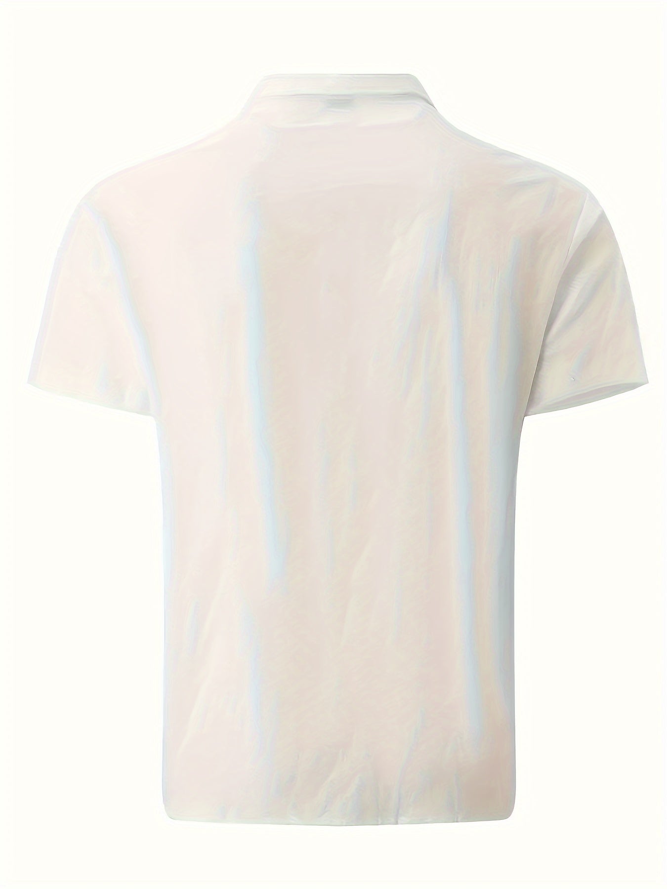 Men’s Short-Sleeve Shirt with Deep Buttoned Front and Curved Hem