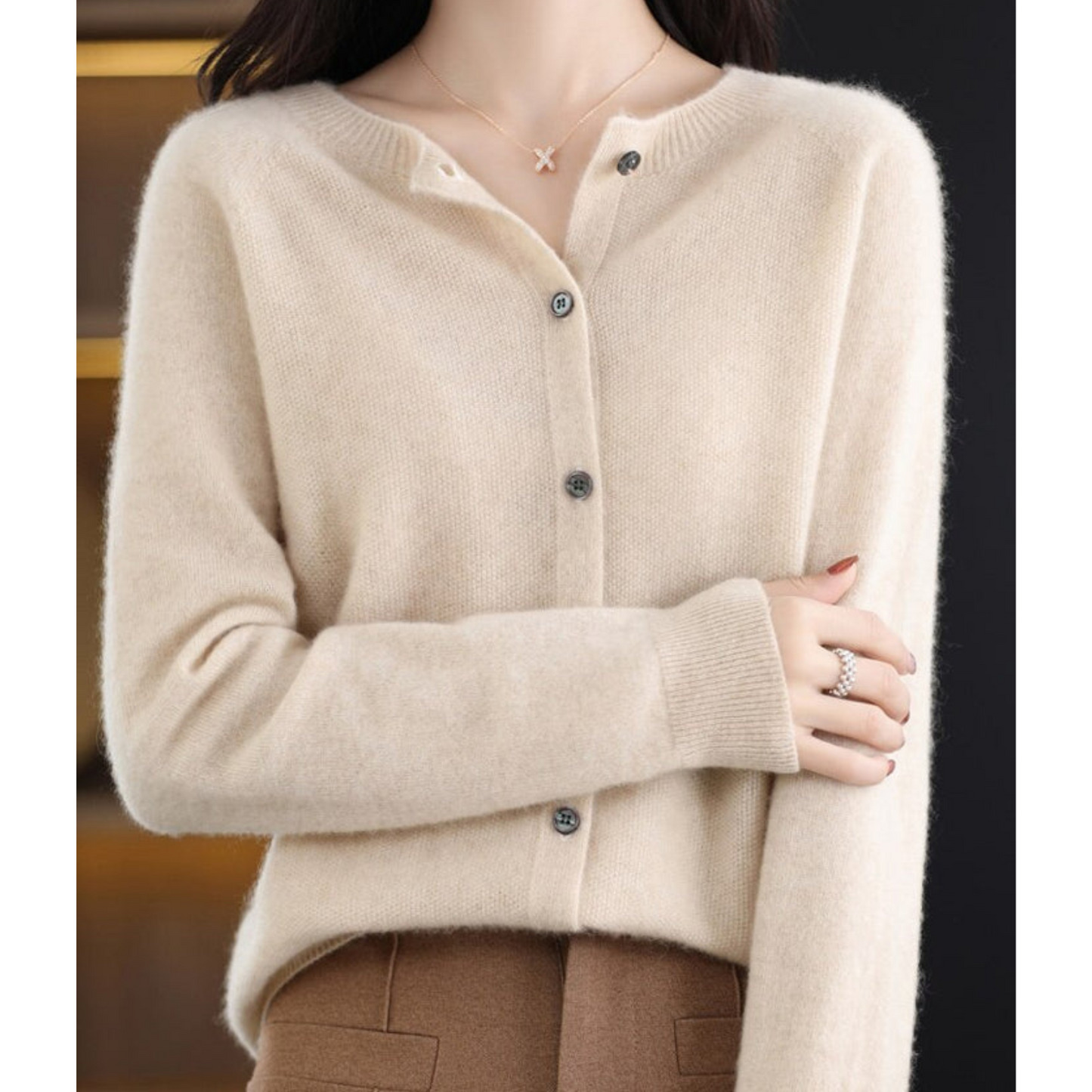 Merinowol Dames O-Neck Cardigan