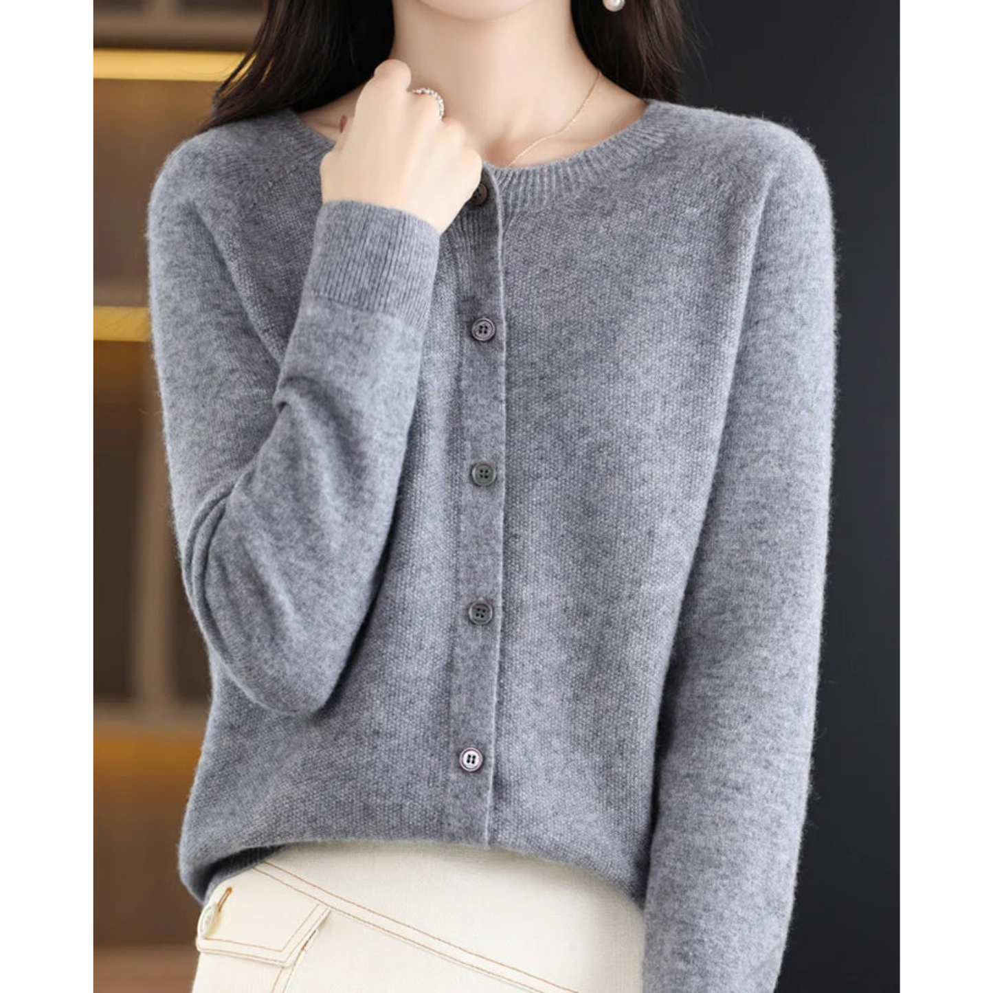 Merinowol Dames O-Neck Cardigan