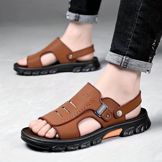 Men’s Open-Toe Sandals with Adjustable Straps and Textured Sole