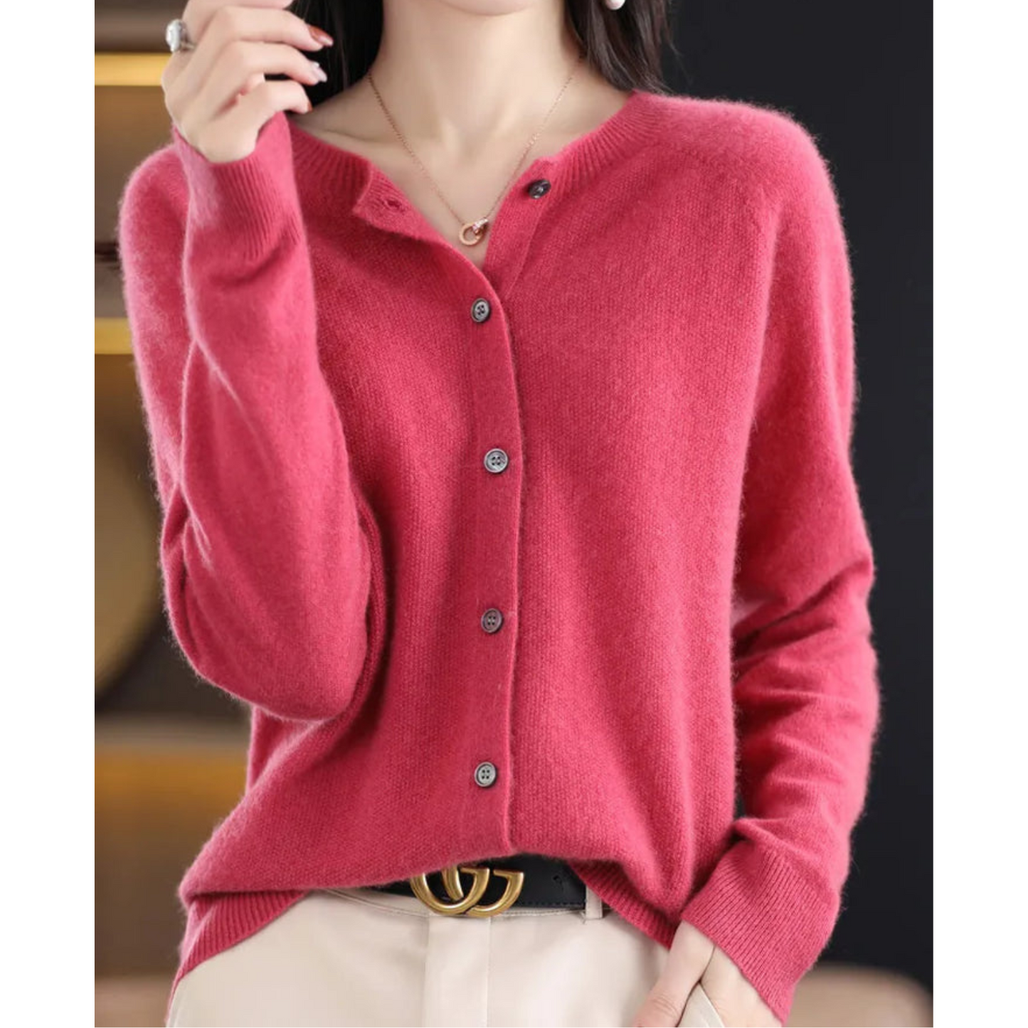 Merinowol Dames O-Neck Cardigan