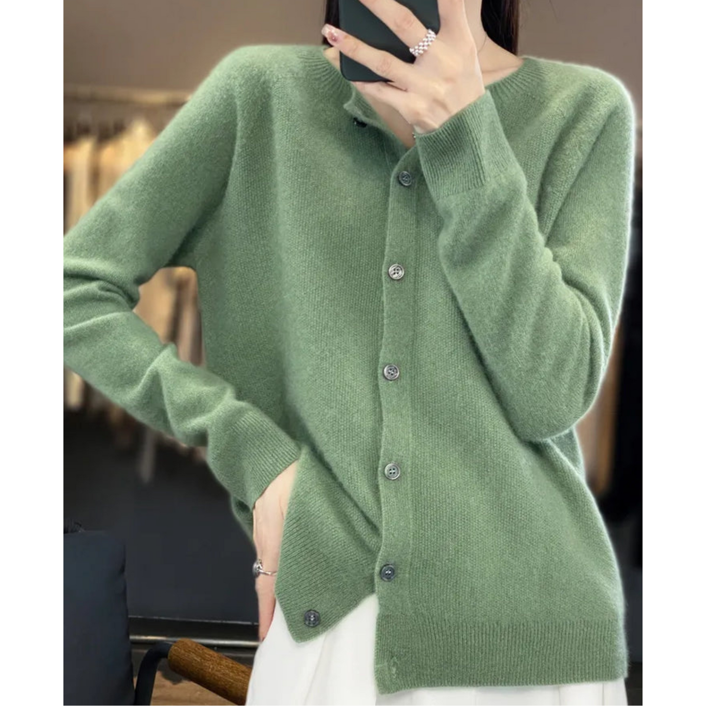 Merinowol Dames O-Neck Cardigan