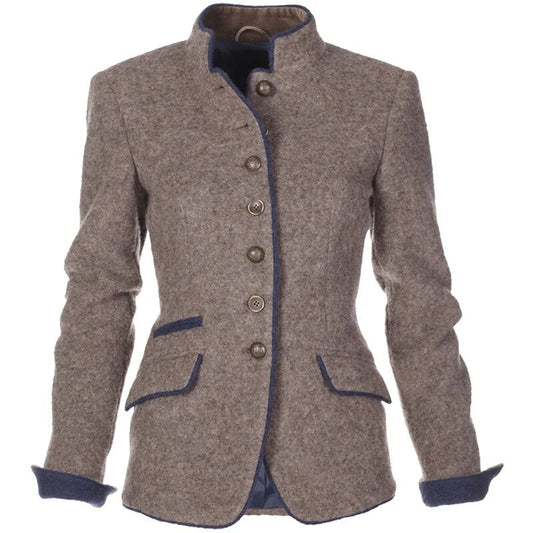 Button-Up Blazer with Stand Collar