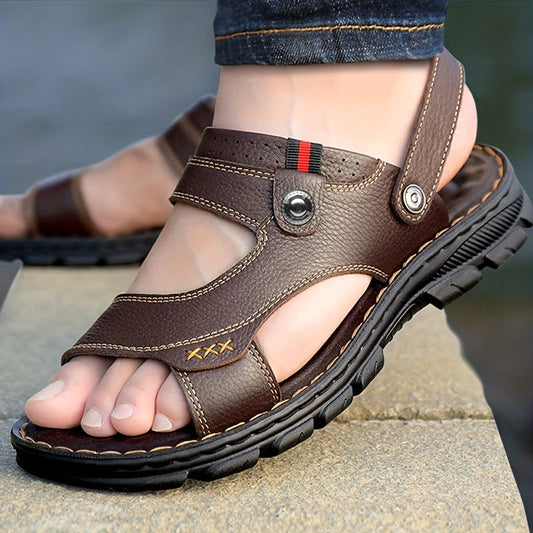 Men’s Open-Toe Sandals with Adjustable Straps and Textured Sole